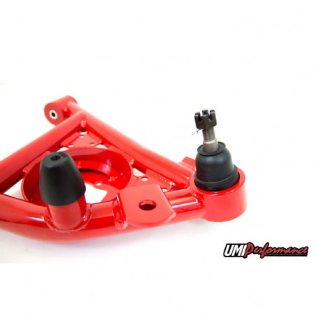 UMI Tubular Front Lower A-Arms, Poly, .5 Inch Taller Ball Joints, Black