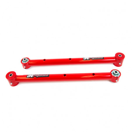 UMI Tubular Rear Lower Control Arms, Poly Bushings/Roto Joint, Red