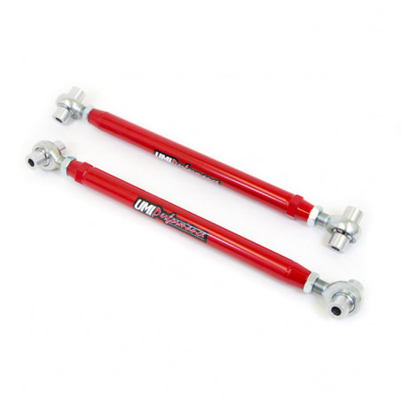 UMI Tubular Rear Lower Control Arms, On Car Adj, Rod Ends, Chromoly, Red