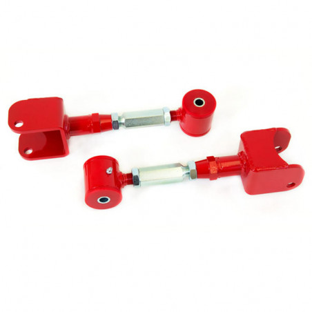 UMI Tubular Rear Upper Control Arms, On Car Adjustable Poly Bushings, Red