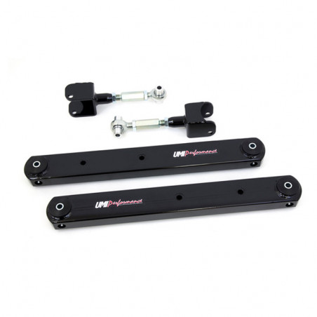 UMI Rear Control Arm Kit, Adjustable Uppers & Fully Boxed Lowers, Black