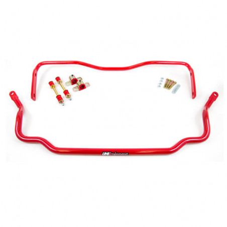 UMI Solid Front & Rear Sway Bar Kit, 1.25 Inch Front & 1 Inch Rear, Red