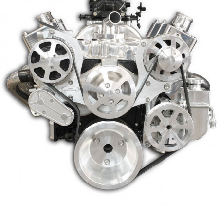 EMS S-Drive Plus Serpentine Pulley System, Billet PS Reservoir, Small Block, Raw Machined