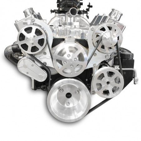 EMS S-Drive Plus Serpentine Pulley System, Plastic PS Reservoir, Small Block, Raw Machined