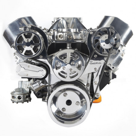 EMS S-Drive Plus Serpentine Pulley System, No Power Steering, Small Block, Clear Coat
