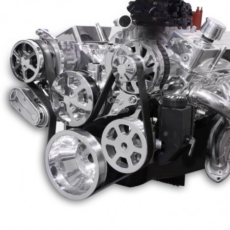 EMS S-Drive Plus Serpentine Pulley System, Plastic PS Reservoir, Big Block, Polished