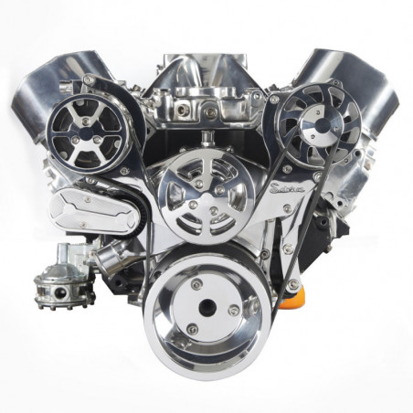 EMS S-Drive Plus Serpentine Pulley System, No Power Steering, Big Block, Clear Anodized