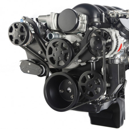EMS S-Drive Plus Serpentine Pulley System, Plastic PS Reservoir, LS Series, Gloss Black Fusioncoat