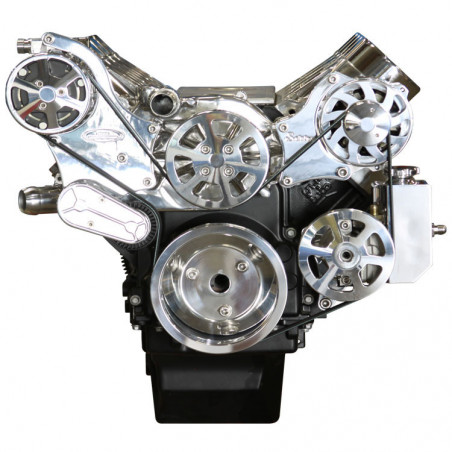 EMS S-Drive Plus Serpentine Pulley System, Billet PS Reservoir, LS Series, Polished