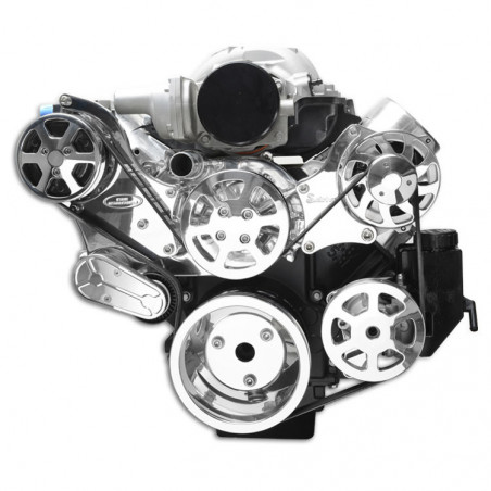 EMS S-Drive Plus Serpentine Pulley System, Plastic PS Reservoir, LS Series, Clear Anodized