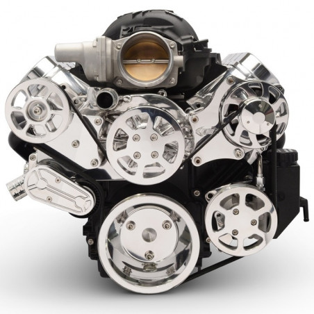 EMS S-Drive Plus Serpentine Pulley System, No AC, Plastic PS Res, LS Series, Gloss Black Fusioncoat