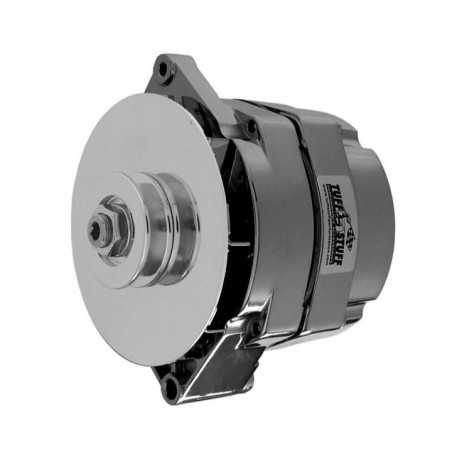 100 Amp 1 Wire Alternator V Groove Pulley, Black Chrome