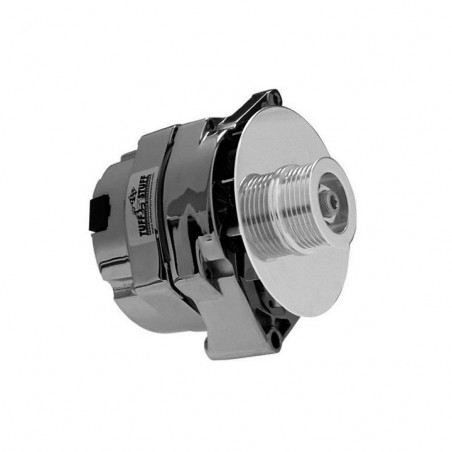 140 Amp 1 Wire Alternator 6 Groove Pulley, Black Chrome