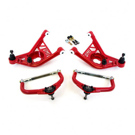 UMI Front Control Arm Kit, Delrin, Adjustable, Taller Ball Joints, Red