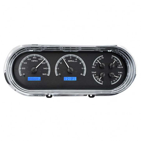 Dakota Digital VHX Instrument System, Black Alloy Faces, Blue Numbers