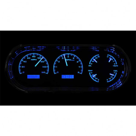 Dakota Digital VHX Instrument System, Black Alloy Faces, Blue Numbers