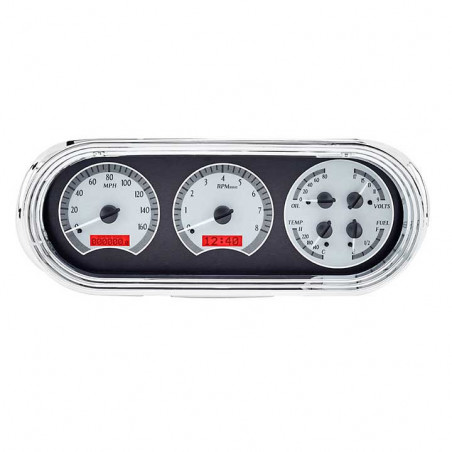 Dakota Digital VHX Instrument System, Silver Alloy Faces, White Numbers