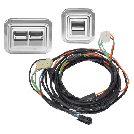 Front Power Window Retrofit Kit, Nostalgic Style Door Mounted Switches