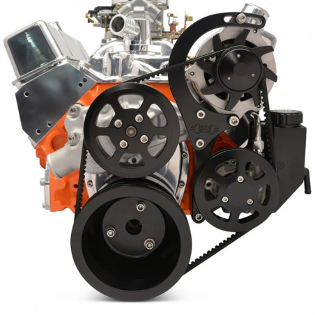 EMS Chevy Big Block Raven V-Drive Kit, No AC, Plastic PS Res, Matte Black Finish