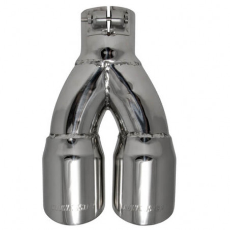 Flowmaster Clamp-On Exhaust Tip, 3 In. Dual Angle Cut Polished SS, Fit 2.5 In. Tube