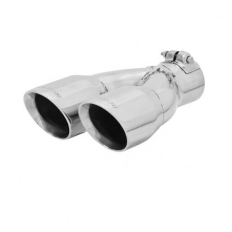 Flowmaster Clamp-On Exhaust Tip, 3 In. Dual Angle Cut Polished SS, Fit 2.5 In. Tube, RH