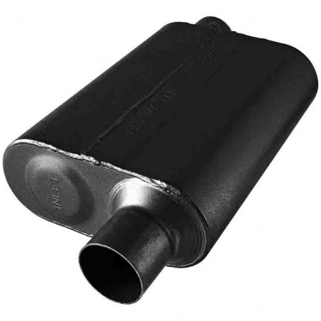 Flowmaster Super 44 Series Muffler 409S, 2.5 In. Offset Inlet, 2.5 In. Offset Outlet, Aggressive