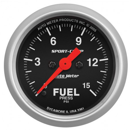 AutoMeter 2-1/16in. Fuel Pressure Gauge, 0-15 PSI, Stepper Motor, Sport-Comp