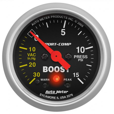 AutoMeter 2-1/16in. Boost/Vacuum Gauge, 30 In Hg/15 PSI, Sport-Comp