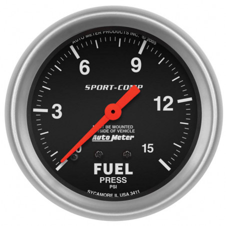 AutoMeter 2-5/8in. Fuel Pressure Gauge, 0-15 PSI, Mechanical, Sport-Comp