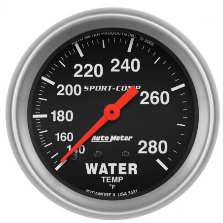 AutoMeter 2-5/8in. Water Temperature Gauge, 140-280F, Sport-Comp