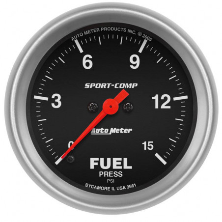 AutoMeter 2-5/8in. Fuel Pressure Gauge, 0-15 PSI, Stepper Motor, Sport-Comp