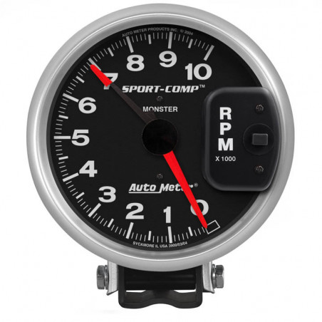 AutoMeter 5in. Pedestal Tachometer, 0-10,000 RPM, Sport-Comp with Selectable Red-Line