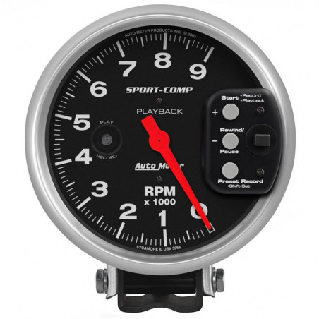 AutoMeter 5in. Pedestal Playback Tachometer, 0-9,000 RPM, Sport-Comp