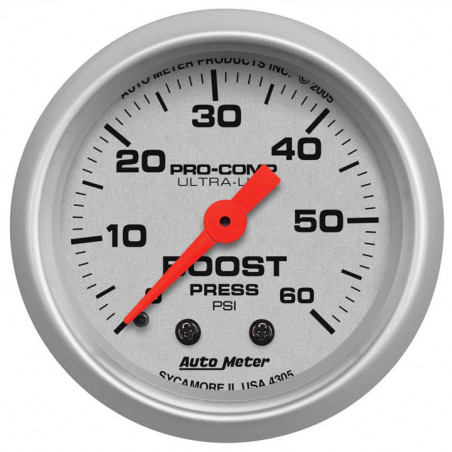 AutoMeter 2-1/16in. Boost Gauge, 0-60 PSI, Ultra-Lite