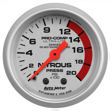 AutoMeter 2-1/16in. Nitrous Pressure Gauge, 0- PSI, Ultra-Lite