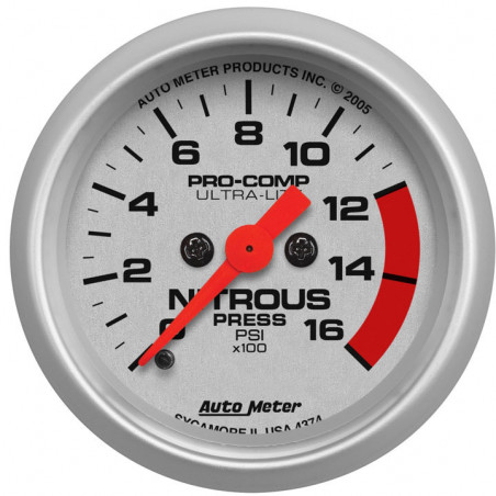 AutoMeter 2-1/16in. Nitrous Pressure Gauge, 0- PSI, Ultra-Lite