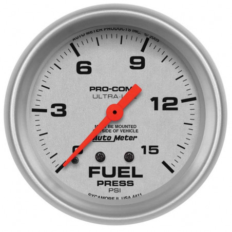 AutoMeter 2-5/8in. Fuel Pressure Gauge, 0-15 PSI, Mechanical, Ultra-Lite