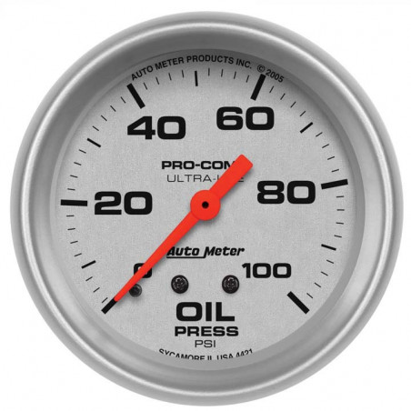 AutoMeter 2-5/8in. Oil Pressure Gauge, 0-100 PSI, Mechanical, Ultra-Lite