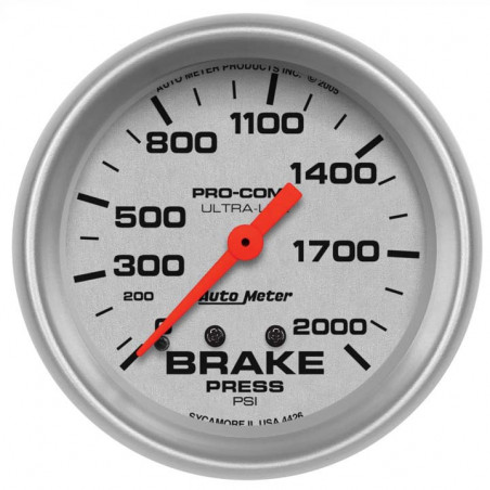AutoMeter 2-5/8in. Brake Pressure Gauge, 0- PSI, Ultra-Lite