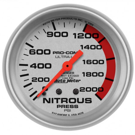 AutoMeter 2-5/8in. Nitrous Pressure Gauge, 0- PSI, Ultra-Lite