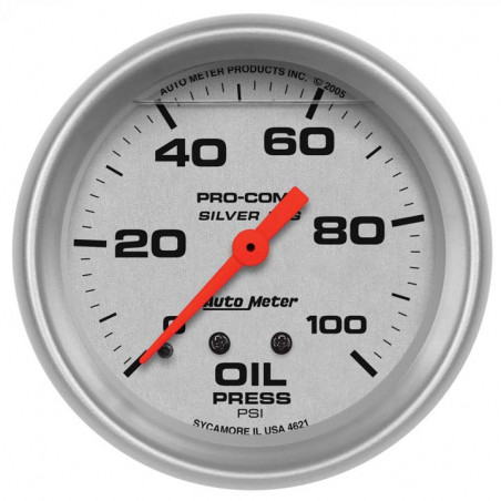 AutoMeter 2-5/8in. Oil Pressure Gauge, 0-100 PSI, Liquid Filled, Ultra-Lite