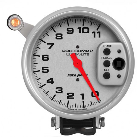 AutoMeter 5in. Tachometer, 0-11,000 RPM, Pedestal W/ Quick Lite, W/Peak Memory, Ultra-Lite