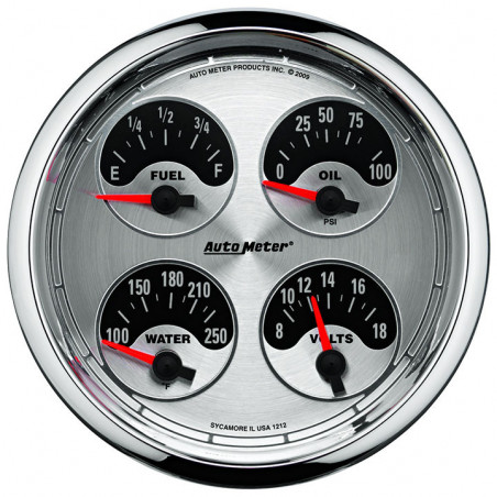 AutoMeter 5in. Quad Gauge, 100 PSI/100-250F/8-18V/240-33 Ohm, American Muscle
