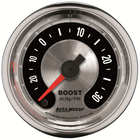 AutoMeter 2-1/16in. Boost/Vacuum Gauge, 30 In Hg/30 PSI, Stepper Motor, American Muscle