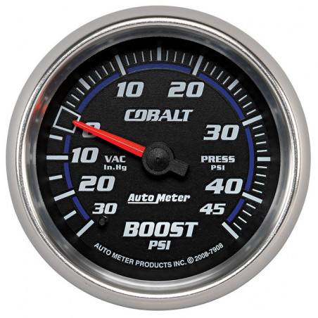 AutoMeter 2-5/8in. Boost/Vacuum Gauge, 30 In Hg/45 PSI, Cobalt