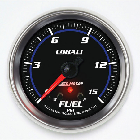 AutoMeter 2-5/8in. Fuel Pressure Gauge, 0-15 PSI, Stepper Motor, Cobalt
