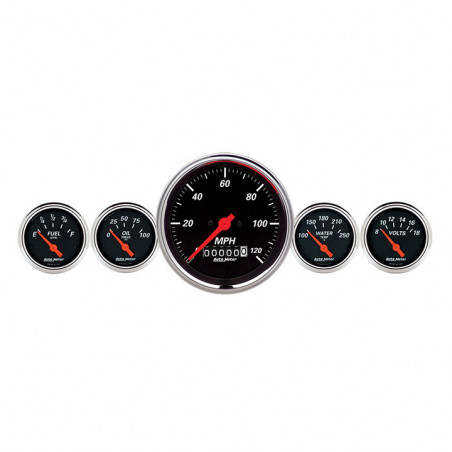 AutoMeter 5 Pc. Gauge Kit, 3-3/8in. & 2-1/16in., Electric Speedometer, Designer Black