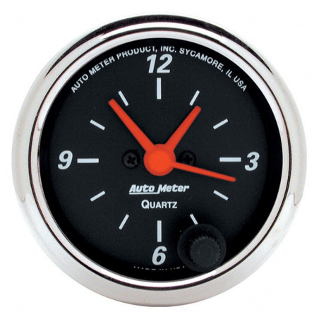 AutoMeter 2-1/16in. Clock, 12 Hour, Designer Black