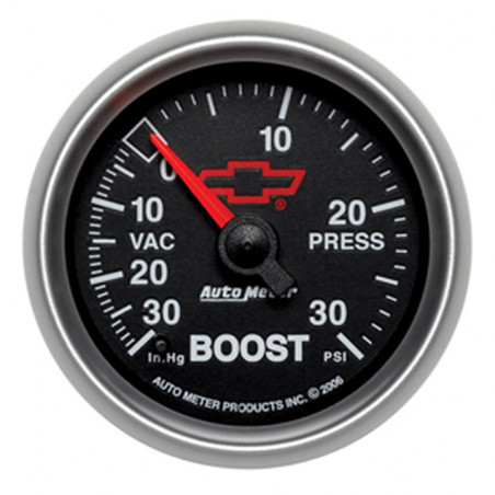 AutoMeter 2-1/16in. Boost/Vacuum Gauge, 30 In Hg/30 PSI, Stepper Motor, GM Black