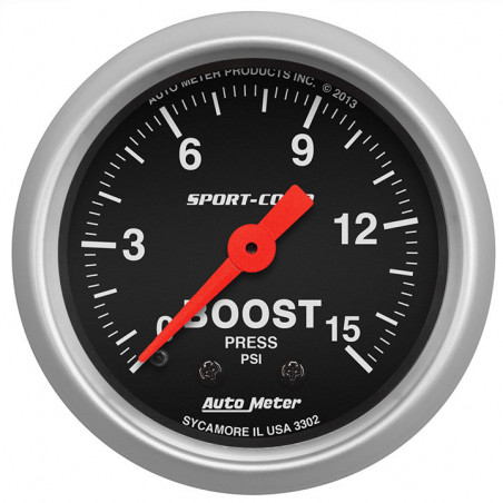 AutoMeter 2-1/16in. Boost Gauge, 0-15 PSI, Mechanical, Sport-Comp